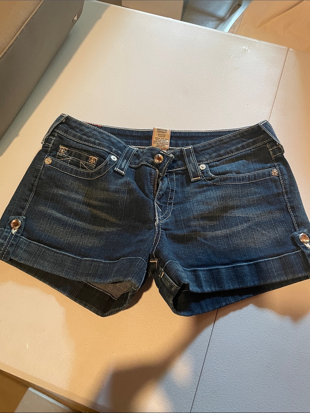 True Religion Dark Wash Denim Short Shorts